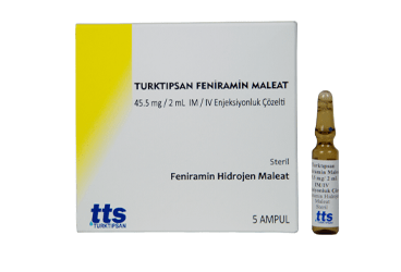 TURKTIPSAN FENIRAMIN MALEAT 45,5 MG/2 ML IM/IV ENJEKSIYONLUK COZELTI (5 AMPUL)