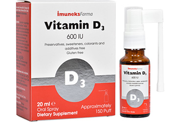IMUNEKS VITAMIN D3 ORAL SPREY TAKVIYE EDICI GIDA 600 IU 20 ml şişe