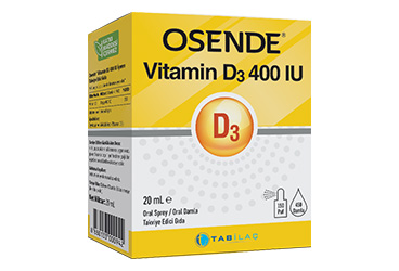 OSENDE VITAMIN D3 ORAL SPREY ORAL DAMLA TAKVIYE EDICI GIDA 400 IU 20 ml şişe