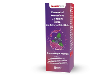 IMUNEKS FARMA RESVERATROL, KUERSETIN VE C VITAMINI ICEREN SIVI TAKVIYE EDICI GIDA  150 ml şişe