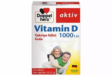 DOPPELHERZ VITAMIN D ICEREN TAKVIYE EDICI GIDA 1000 IU 45 tablet
