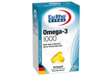 EURHO VITAL OMEGA-3 1000 BALIK YAGI VE VITAMIN E ICEREN TAKVIYE EDICI GIDA  60 kapsül