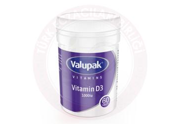 VALUPAK VITAMIN D3 ICEREN TAKVIYE EDICI GIDA TABLET 1000 IU 60 tablet