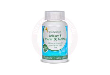 MEGABIOTICS CALCIUM & VITAMIN D3 TAKVIYE EDICI GIDA   60 tablet