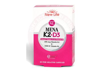 NEW LIFE MENA K2+D3 VITAMIN K2, VITAMIN D3 ICEREN TAKVIYE EDICI GIDA  30 kapsül