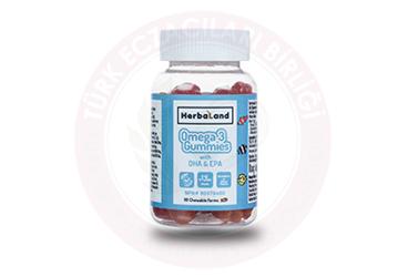 HERBALAND OMEGA3 WITH DHA&EPA GUMMIES CIGNENEBILIR FORM TAKVIYE EDICI GIDA  30 çiğnenebilir jel form