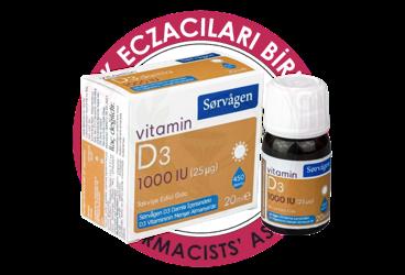 SORVAGEN VITAMIN D3 TAKVIYE EDICI GIDA 1000 IU 20 ml şişe