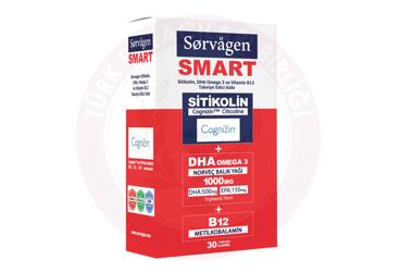 SORVAGEN SMART SITIKOLIN, DHA OMEGA 3 VE VITAMIN B12 ICEREN TAKVIYE EDICI GIDA  30 kapsül