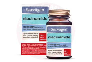 SORVAGEN NIACINAMIDE, COLLAGEN, HYALURONIC ACID ICEREN TAKVIYE EDICI GIDA  60 kapsül