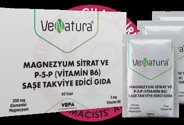 VENATURA MAGNEZYUM SITRAT VE P-5-P (VITAMIN B6) ICEREN TAKVIYE EDICI GIDA SASE  60 saşe