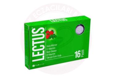 LECTUS KARA MURVER, VITAMIN C, BETA GLUKAN VE VITAMIN D ICEREN TAKVIYE EDICI GIDA  16 pastil