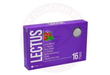 LECTUS KARA MURVER, C VITAMINI, BETA GLUKAN, D VITAMINI, AFRIKA SARDUNYASI VE CINKO ICEREN TAKVIYE EDICI GIDA  16 pastil