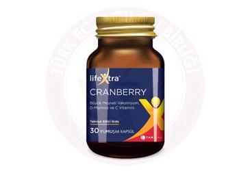 LIFEXTRA CRANBERRY (BUYUK MEYVELI VAKSINIYUM), D-MANNOZ, C VITAMINI ICEREN KAPSUL TAKVIYE EDICI GIDA  30 kapsül