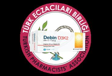 DEBIN VITAMIN D3 VE VITAMIN K2 ICEREN TAKVIYE EDICI GIDA YUMUSAK KAPSUL  60 kapsül
