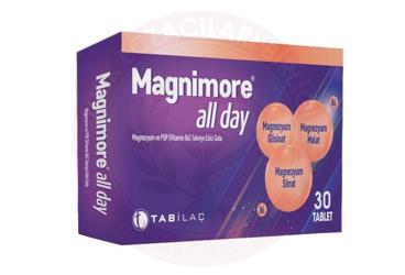MAGNIMORE ALL DAY MAGNEZYUM VE P5P (VITAMIN B6) ICEREN TAKVIYE EDICI GIDA TABLET  30 tablet