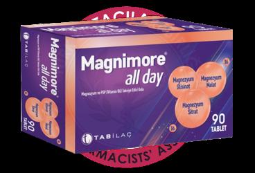 MAGNIMORE ALL DAY MAGNEZYUM VE P5P (VITAMIN B6) ICEREN TAKVIYE EDICI GIDA TABLET  90 tablet
