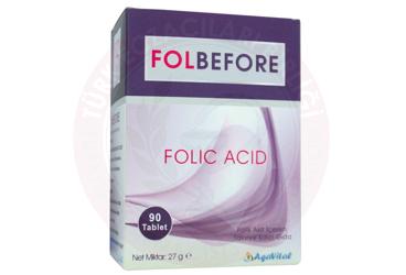 FOLBEFORE FOLIC ACID TABLET FOLIK ASIT ICEREN TAKVIYE EDICI GIDA  90 tablet