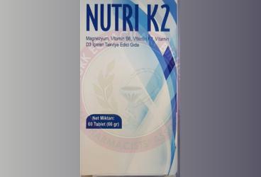 NUTRI K2 MAGNEZYUM, VITAMIN B6, VITAMIN K2, VITAMIN D3 ICEREN TAKVIYE EDICI GIDA  60 tablet