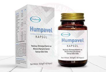 HUMPAVEL YESIL CAY, EKINEZYA, VITAMIN VE MINERAL KARISIMI ICEREN TAKVIYE EDICI GIDA  60 kapsül