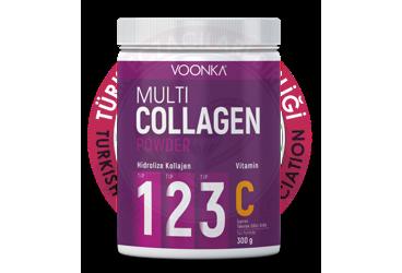 VOONKA MULTI COLLAGEN POWDER HIDROLIZE KOLLAJEN VITAMIN C ICEREN TAKVIYE EDICI GIDA  300 g toz