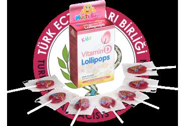 MULTIBALL KIDS VITAMIN D ICEREN CILEK AROMALI LOLLIPOPS  7 adet