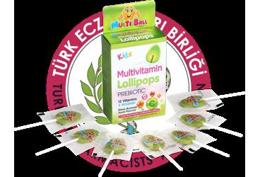MULTIBALL KIDS MULTIVITAMIN, PREBIOTIK LOLLIPOPS  7 adet