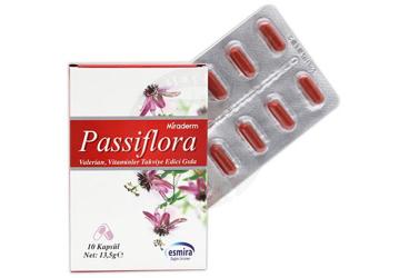 MIRADERM PASSIFLORA VALERIAN, VITAMINLER TAKVIYE EDICI GIDA  10 kapsül