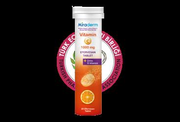 MIRADERM VITAMIN C, CINKO, D VITAMINI ICEREN TAKVIYE EDICI GIDA  20 tablet