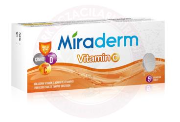 MIRADERM VITAMIN C, CINKO, VITAMIN D ICEREN TAKVIYE EDICI GIDA EFERVESAN TABLET  5 tablet