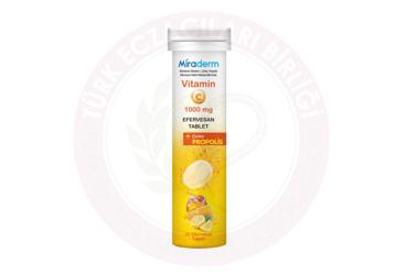 MIRADERM VITAMIN C, CINKO, PROPOLIS EFERVESAN TABLET TAKVIYE EDICI GIDA  20 tablet