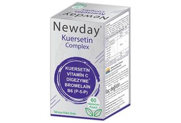 NEWDAY KUERSETIN COMPLEX KUERSETIN, VITAMIN C, DIGEZYME, BROMELAIN, B6 (P-5-P) ICEREN TAKVIYE EDICI GIDA  60 kapsül