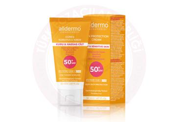 ALLDERMO KURU & HASSAS CILTLER ICIN GUNES KORUYUCU KREM SPF50+  50 ml tüp