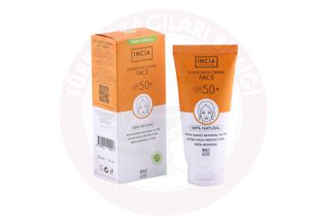 INCIA YUZ ICIN DOGAL GUNES KREMI 50 SPF  50 ml tüp