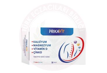 HEKAVIT KALSIYUM, MAGNEZYUM, VITAMIN D VE CINKO ICEREN TAKVIYE EDICI GIDA TABLET  30 tablet