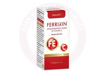 FERRIXIN MIKROENKAPSULE DEMIR VE VITAMIN C ICEREN TAKVIYE EDICI GIDA  20 ml şişe