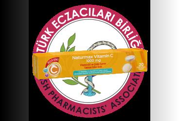 NATURMAX VITAMIN C, VITAMIN D3 VE CINKO ICEREN TAKVIYE EDICI GIDA 1000 mg 20 tablet
