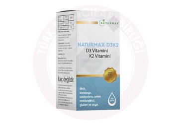 NATURMAX D3K2 D3 VITAMINI, K2 VITAMINI ICEREN TAKVIYE EDICI GIDA  20 ml şişe