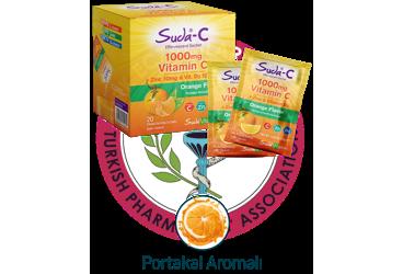 SUDA-C VITAMIN C, CINKO VE VITAMIN D3 ICEREN PORTAKAL AROMALI SASE  20 saşe