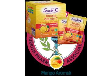 SUDA-C VITAMIN C, CINKO VE VITAMIN D3 ICEREN MANGO AROMALI SASE  20 saşe