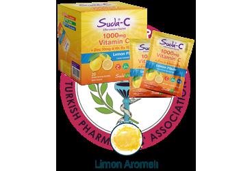SUDA-C VITAMIN C, CINKO VE VITAMIN D3 ICEREN LIMON AROMALI SASE  20 saşe