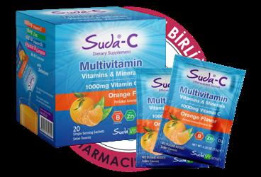 SUDA-C MULTIVITAMIN VITAMIN & MINERAL, VITAMIN C ICEREN PORTAKAL AROMALI SASE  20 saşe