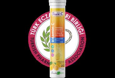 SUDA-C VITAMIN C, CINKO VE D3K2 ICEREN LIMON AROMALI TAKVIYE EDICI GIDA EFERVESAN TABLET  20 tablet