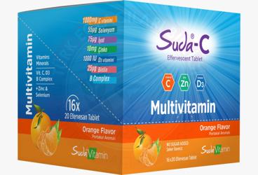 SUDA-C MULTIVITAMIN ICEREN TAKVIYE EDICI GIDA EFERVESAN TABLET  20 tablet