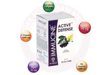 IMMUCINE ACTIVE DEFENSE C VITAMINI, MURVER MEYVESI, CINKO, D VITAMINI ICEREN TAKVIYE EDICI GIDA  30 tablet