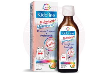 ACVISON KIDOFINE MULTIVITAMIN TAKVIYE EDICI GIDA PORTAKAL AROMALI SURUP  150 ml şişe