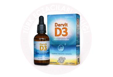 DERVIT VITAMIN D3 VE ORTA ZINCIRLI TRIGLISERIDLERI ICEREN SIVI TAKVIYE EDICI GIDA  10 ml şişe