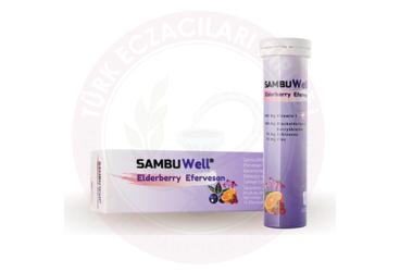 SAMBUWELL ELDERBERRY EFERVESAN VITAMIN C, KARAMURVER, EKINEZYA, CINKO ICEREN TAKVIYE EDICI GIDA  15 tablet