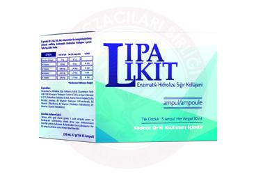 LIPALIKIT ENZIMATIK HIDROLIZE SIGIR KOLLAJENI ICEREN TAKVIYE EDICI GIDA  15x30 ml ampul