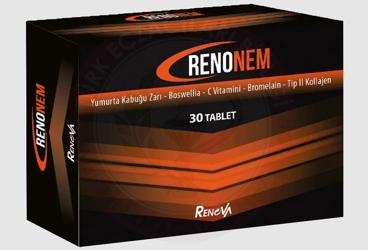 RENONEM YUMURTA KABUGU ZARI, BOSWELIA, C VITAMINI, BROMELAIN, TIP II KOLLAJEN ICEREN TAKVIYE EDICI GIDA  30 tablet