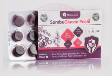 SAMBUGLUCAN KARAMURVER, KEKIK EKSTRELERI, BETA GLUKAN VE MURRISAFI ICEREN PASTIL  12 pastil